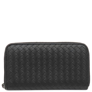 ボッテガヴェネタ BOTTEGA VENETA イントレチャート ラウンドファスナー 長財布 114076V001N1000 ブラック ラムスキン 長財布 ガンメタル金具 黒