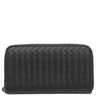 ボッテガヴェネタ BOTTEGA VENETA イントレチャート ラウンドファスナー 長財布 114076V001N1000 ブラック ラムスキン 長財布 ガンメタル金具 黒