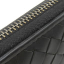 ボッテガヴェネタ BOTTEGA VENETA イントレチャート ラウンドファスナー 長財布 114076V001N1000 ブラック ラムスキン 長財布 ガンメタル金具 黒