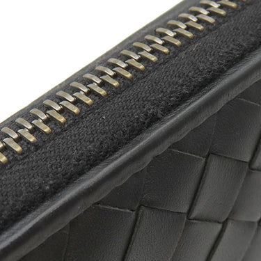 ボッテガヴェネタ BOTTEGA VENETA イントレチャート ラウンドファスナー 長財布 114076V001N1000 ブラック ラムスキン 長財布 ガンメタル金具 黒