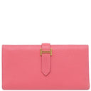 エルメス HERMES ベアンスフレ ローズリップスティック シェーブル 長財布 ゴールド金具 二つ折り財布