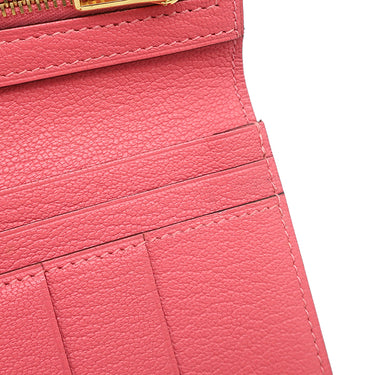 エルメス HERMES ベアンスフレ ローズリップスティック シェーブル 長財布 ゴールド金具 二つ折り財布