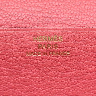 エルメス HERMES ベアンスフレ ローズリップスティック シェーブル 長財布 ゴールド金具 二つ折り財布