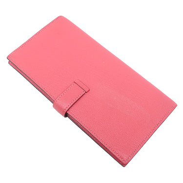 エルメス HERMES ベアンスフレ ローズリップスティック シェーブル 長財布 ゴールド金具 二つ折り財布