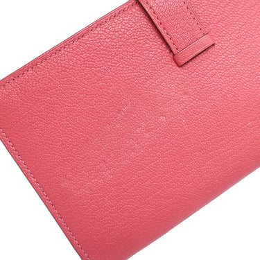 エルメス HERMES ベアンスフレ ローズリップスティック シェーブル 長財布 ゴールド金具 二つ折り財布