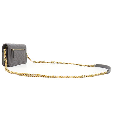 シャネル CHANEL ボーイシャネル チェーンショルダー ミニ AP2464 グレー キャビアスキン チェーンウォレット ヴィンテージ金具 ココマーク