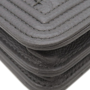 シャネル CHANEL ボーイシャネル チェーンショルダー ミニ AP2464 グレー キャビアスキン チェーンウォレット ヴィンテージ金具 ココマーク