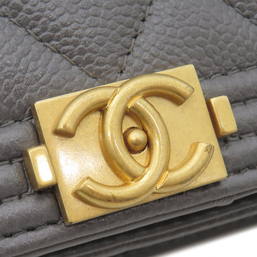シャネル CHANEL ボーイシャネル チェーンショルダー ミニ AP2464 グレー キャビアスキン チェーンウォレット ヴィンテージ金具 ココマーク
