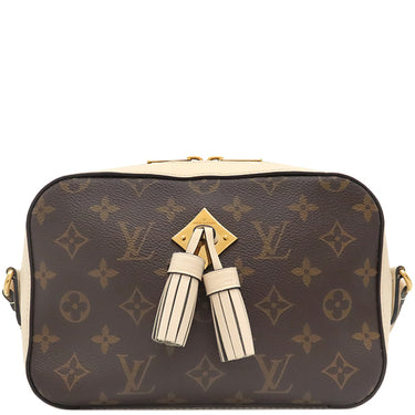 ルイヴィトン LOUIS VUITTON サントンジュ M43559 クレーム モノグラムキャンバス レザー ショルダーバッグ ゴールド金具 茶 白