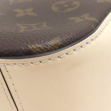 ルイヴィトン LOUIS VUITTON サントンジュ M43559 クレーム モノグラムキャンバス レザー ショルダーバッグ ゴールド金具 茶 白