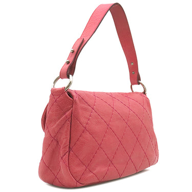 シャネル CHANEL ワイルドステッチ ワンショルダー レッド カーフ ショルダーバッグ シルバー金具 赤 ピンク 肩掛け