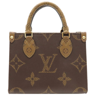ルイヴィトン LOUIS VUITTON オンザゴー BB M46839 モノグラムリバース モノグラムキャンバス モノグラムリバースキャンバス 2WAYバッグ ゴールド金具 茶 ショルダー ハンドバッグ