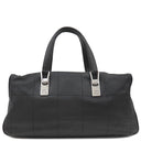 シャネル CHANEL チョコバー ブラック レザー ハンドバッグ シルバー金具 黒 ボストン