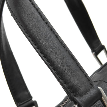 シャネル CHANEL チョコバー ブラック レザー ハンドバッグ シルバー金具 黒 ボストン