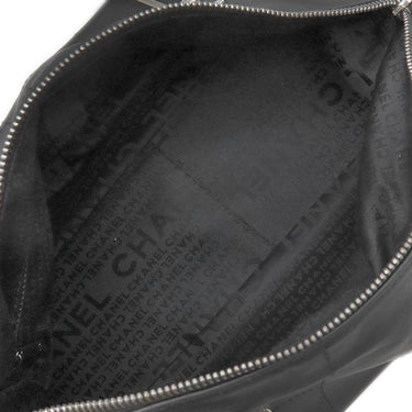 シャネル CHANEL チョコバー ブラック レザー ハンドバッグ シルバー金具 黒 ボストン