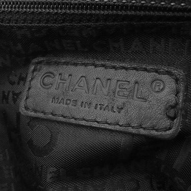 シャネル CHANEL チョコバー ブラック レザー ハンドバッグ シルバー金具 黒 ボストン