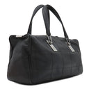 シャネル CHANEL チョコバー ブラック レザー ハンドバッグ シルバー金具 黒 ボストン