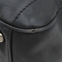 シャネル CHANEL チョコバー ブラック レザー ハンドバッグ シルバー金具 黒 ボストン