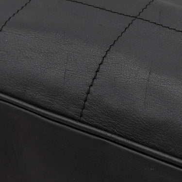 シャネル CHANEL チョコバー ブラック レザー ハンドバッグ シルバー金具 黒 ボストン