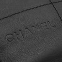シャネル CHANEL チョコバー ブラック レザー ハンドバッグ シルバー金具 黒 ボストン