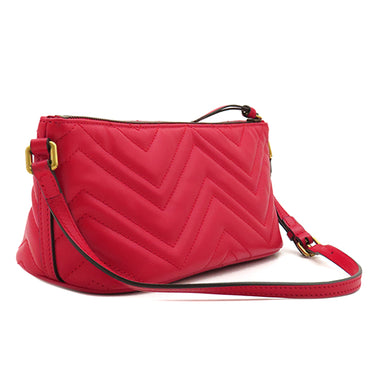 グッチ GUCCI GGマーモント ハンドバッグ 739166 レッド キルティングシェブロンレザー ハンドバッグ ヴィンテージ金具 赤 肩掛け