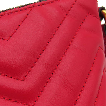 グッチ GUCCI GGマーモント ハンドバッグ 739166 レッド キルティングシェブロンレザー ハンドバッグ ヴィンテージ金具 赤 肩掛け