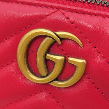 グッチ GUCCI GGマーモント ハンドバッグ 739166 レッド キルティングシェブロンレザー ハンドバッグ ヴィンテージ金具 赤 肩掛け