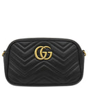 グッチ GUCCI GGマーモント スモール カメラバッグ 447632 ブラック シェブロンキルティングレザー ショルダーバッグ ヴィンテージ金具 黒