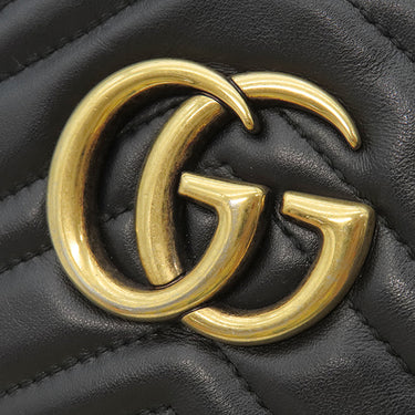 グッチ GUCCI GGマーモント スモール カメラバッグ 447632 ブラック シェブロンキルティングレザー ショルダーバッグ ヴィンテージ金具 黒