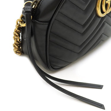 グッチ GUCCI GGマーモント スモール カメラバッグ 447632 ブラック シェブロンキルティングレザー ショルダーバッグ ヴィンテージ金具 黒