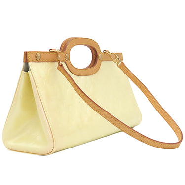 ルイヴィトン LOUIS VUITTON ロクスバリー ドライブ M91374 ペルル モノグラムヴェルニ 2WAYバッグ ゴールド金具 白 アイボリー