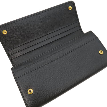プラダ PRADA リボン フラップ ウォレット 1MH132 ブラック サフィアーノレザー 長財布 ゴールド金具 黒 SAFFIANO FIOCCO