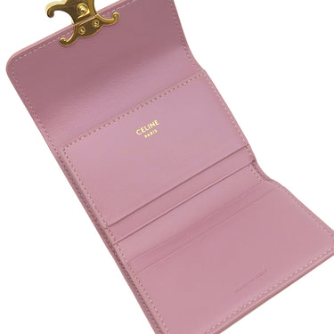セリーヌ CELINE トリオンフ コイン入れ付き コンパクトウォレット 10I653DPV ピンク レザー 三つ折り財布 ゴールド金具