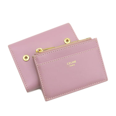 セリーヌ CELINE トリオンフ コイン入れ付き コンパクトウォレット 10I653DPV ピンク レザー 三つ折り財布 ゴールド金具