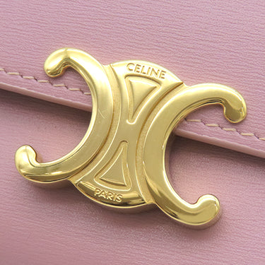 セリーヌ CELINE トリオンフ コイン入れ付き コンパクトウォレット 10I653DPV ピンク レザー 三つ折り財布 ゴールド金具