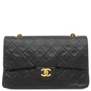 シャネル CHANEL マトラッセ 25 フラップバッグ A01112 ブラック ラムスキン ショルダーバッグ ゴールド金具 黒 ダブルフラップ ダブルチェーン