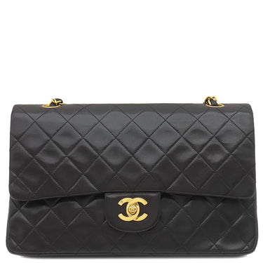 シャネル CHANEL マトラッセ 25 フラップバッグ A01112 ブラック ラムスキン ショルダーバッグ ゴールド金具 黒 ダブルフラップ ダブルチェーン