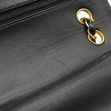 シャネル CHANEL マトラッセ 25 フラップバッグ A01112 ブラック ラムスキン ショルダーバッグ ゴールド金具 黒 ダブルフラップ ダブルチェーン