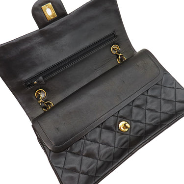 シャネル CHANEL マトラッセ 25 フラップバッグ A01112 ブラック ラムスキン ショルダーバッグ ゴールド金具 黒 ダブルフラップ ダブルチェーン