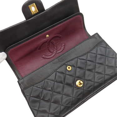 シャネル CHANEL マトラッセ 25 フラップバッグ A01112 ブラック ラムスキン ショルダーバッグ ゴールド金具 黒 ダブルフラップ ダブルチェーン