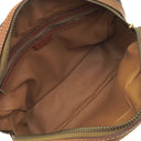 セリーヌ CELINE マカダム ミニボストン ブラウン PVC レザー ハンドバッグ ゴールド金具 茶