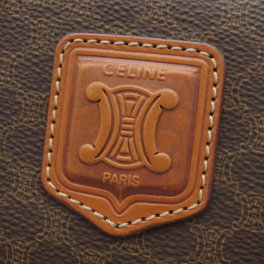 セリーヌ CELINE マカダム ミニボストン ブラウン PVC レザー ハンドバッグ ゴールド金具 茶