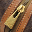 セリーヌ CELINE マカダム ミニボストン ブラウン PVC レザー ハンドバッグ ゴールド金具 茶