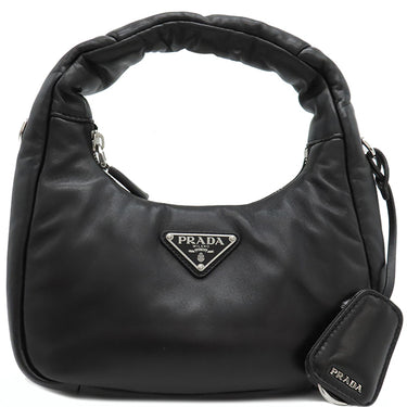 プラダ PRADA パデッド ナッパレザー バッグ 1BA384 ブラック レザー 2WAYバッグ シルバー金具 黒 ハンドバッグ ショルダー 三角ロゴプレート