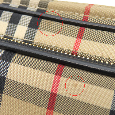 バーバリー BURBERRY ノバチェック ベージュ×ブラック キャンバス レザー ショルダーバッグ ゴールド金具 黒 チェーンショルダー