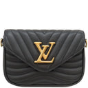 ルイヴィトン LOUIS VUITTON ニューウェーブ ミュルティ ポシェット M56461 ブラック カーフレザー ショルダーバッグ ゴールド金具 LVロゴ 黒 チェーンショルダー