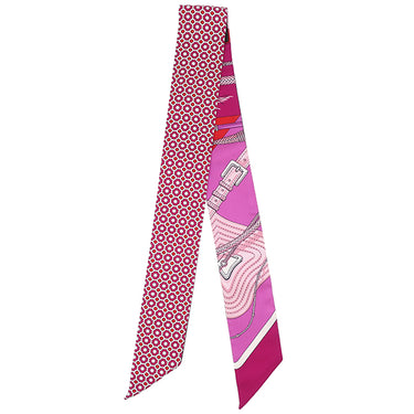 エルメス HERMES ツイリー フューシャ×ルージュ シルク スカーフ 【 CLIC CLAC MODERN CANNAGE / クリッククラック モダンカナージュ 】