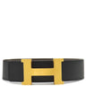 エルメス HERMES コンスタンスH ＃75 ブラック×エタン ボックスカーフ ヴォーエプソン #75 ベルト ゴールド金具 リバーシブル Hバックル 黒 グレー