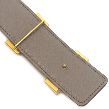 エルメス HERMES コンスタンスH ＃75 ブラック×エタン ボックスカーフ ヴォーエプソン #75 ベルト ゴールド金具 リバーシブル Hバックル 黒 グレー