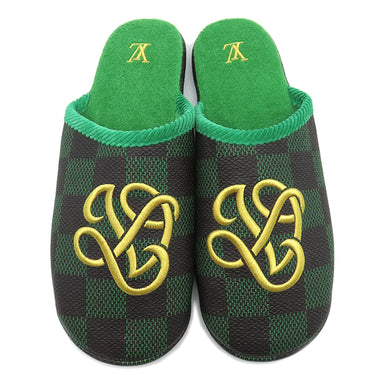 ルイヴィトン LOUIS VUITTON LVパレスライン スリッパ ミュール 1ACN7H グリーン カーフ ラバー #10 靴 ダミエ 低反発インソール